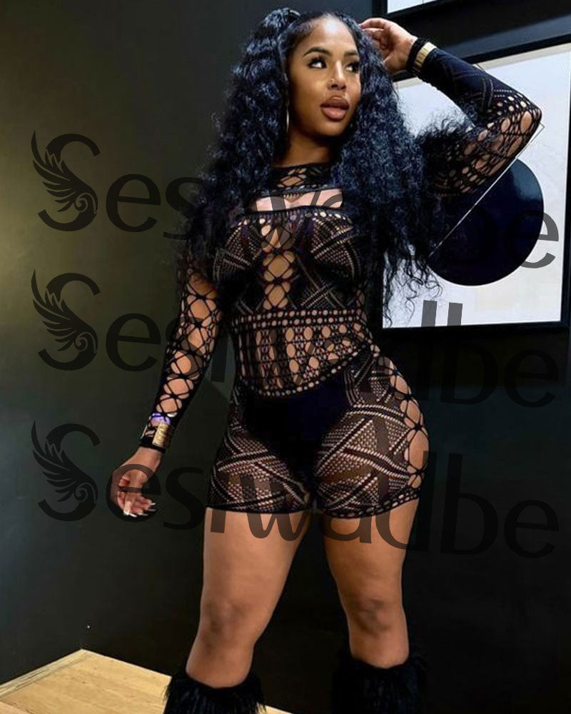Sesiwadbe Woman Lingerie Bodysuit Fishnet Bodystocking Sexy Tights Bodycon Jumpsuit