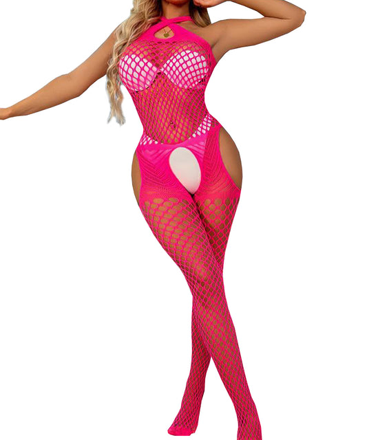 Sesiwadbe Lingerie for Women Bodystocking Attached Thigh High Stockings One Piece Bobydoll Bodysuit Sexy Tights